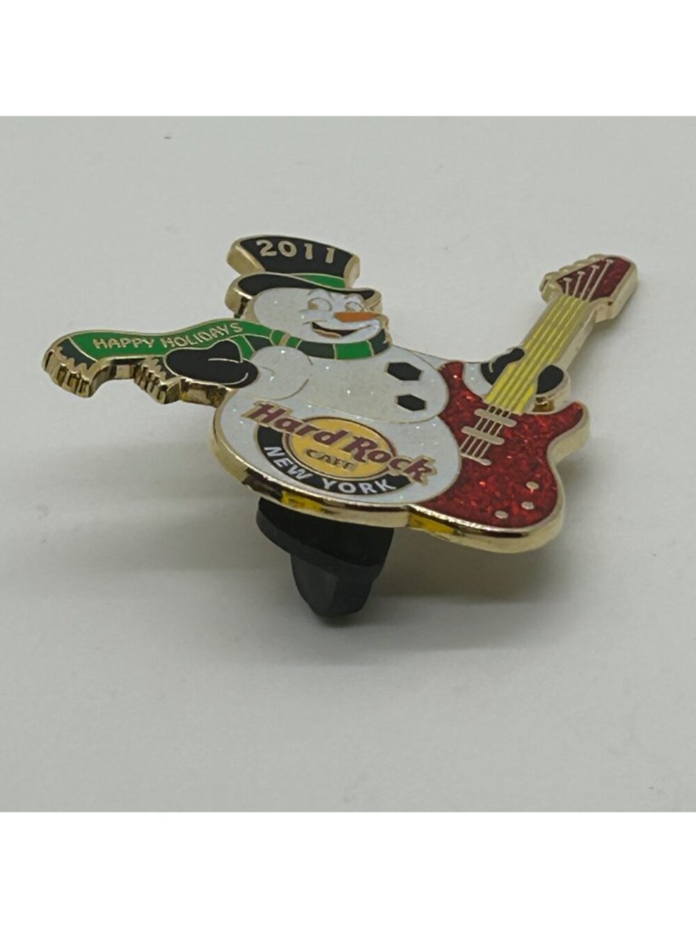 Hard Rock Cafe New York 2011 Happy Holiday Snowman Guitar Enamel Pin Collectible - Picture 12 of 14